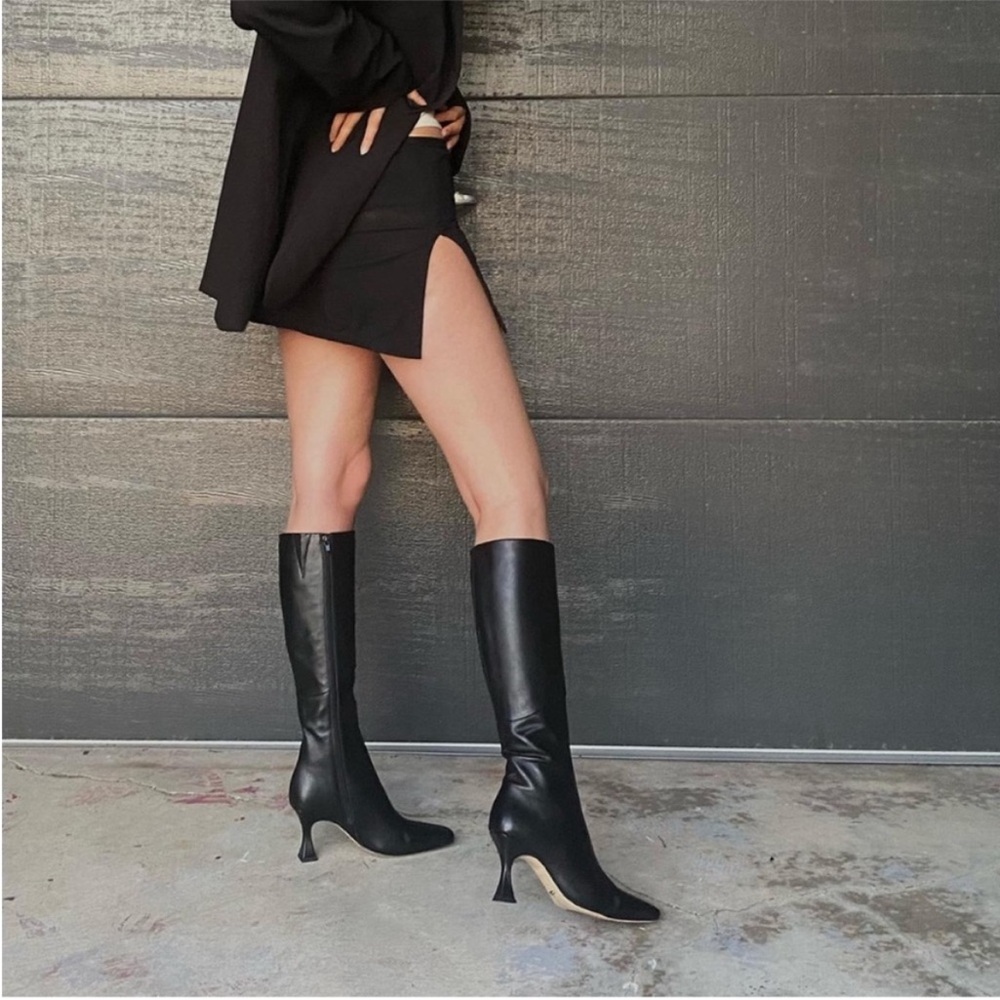 Tony Bianco Fantasy Black Leather Venice Knee-High Boots 5.5